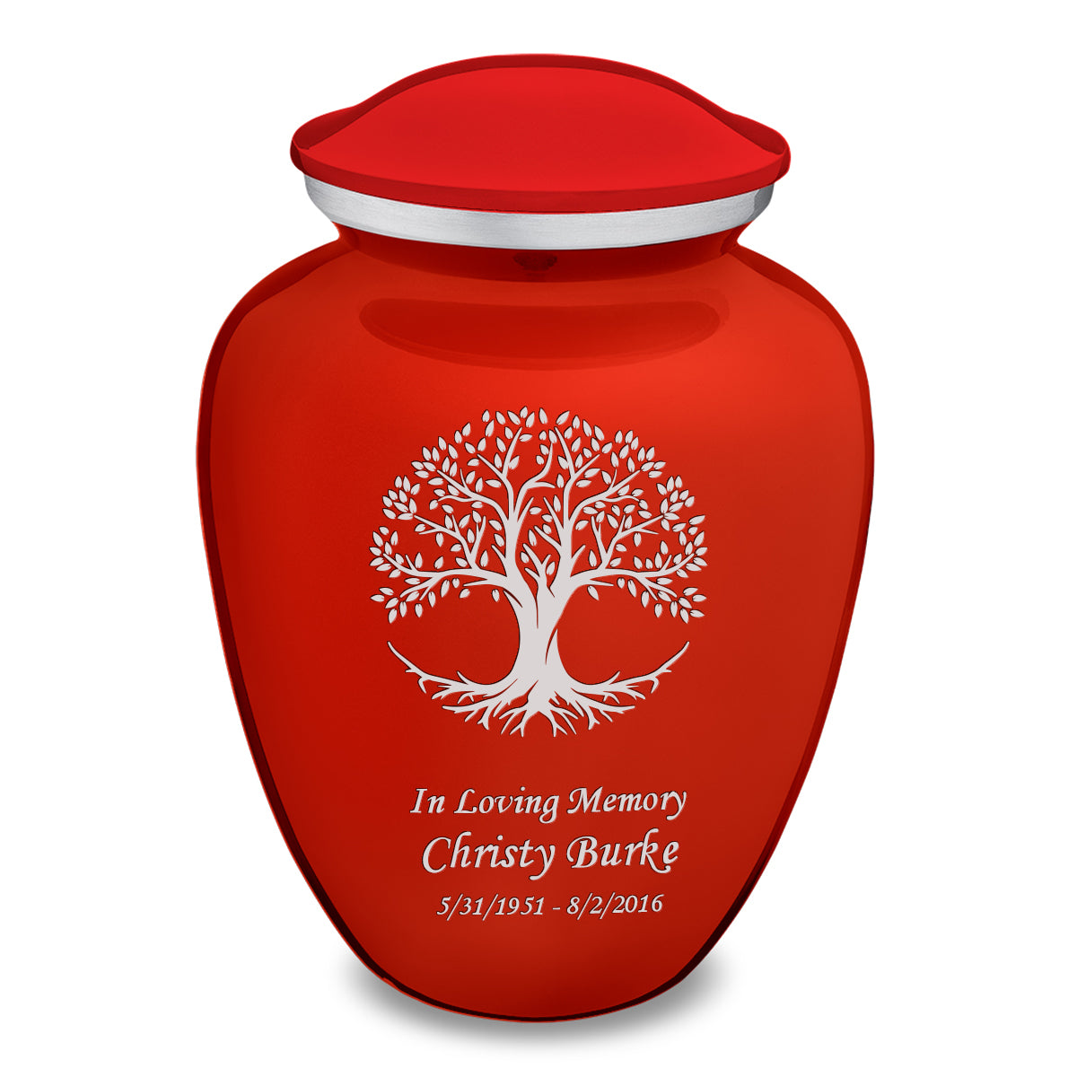 Adult Embrace Bright Red Tree of Life Cremation Urn