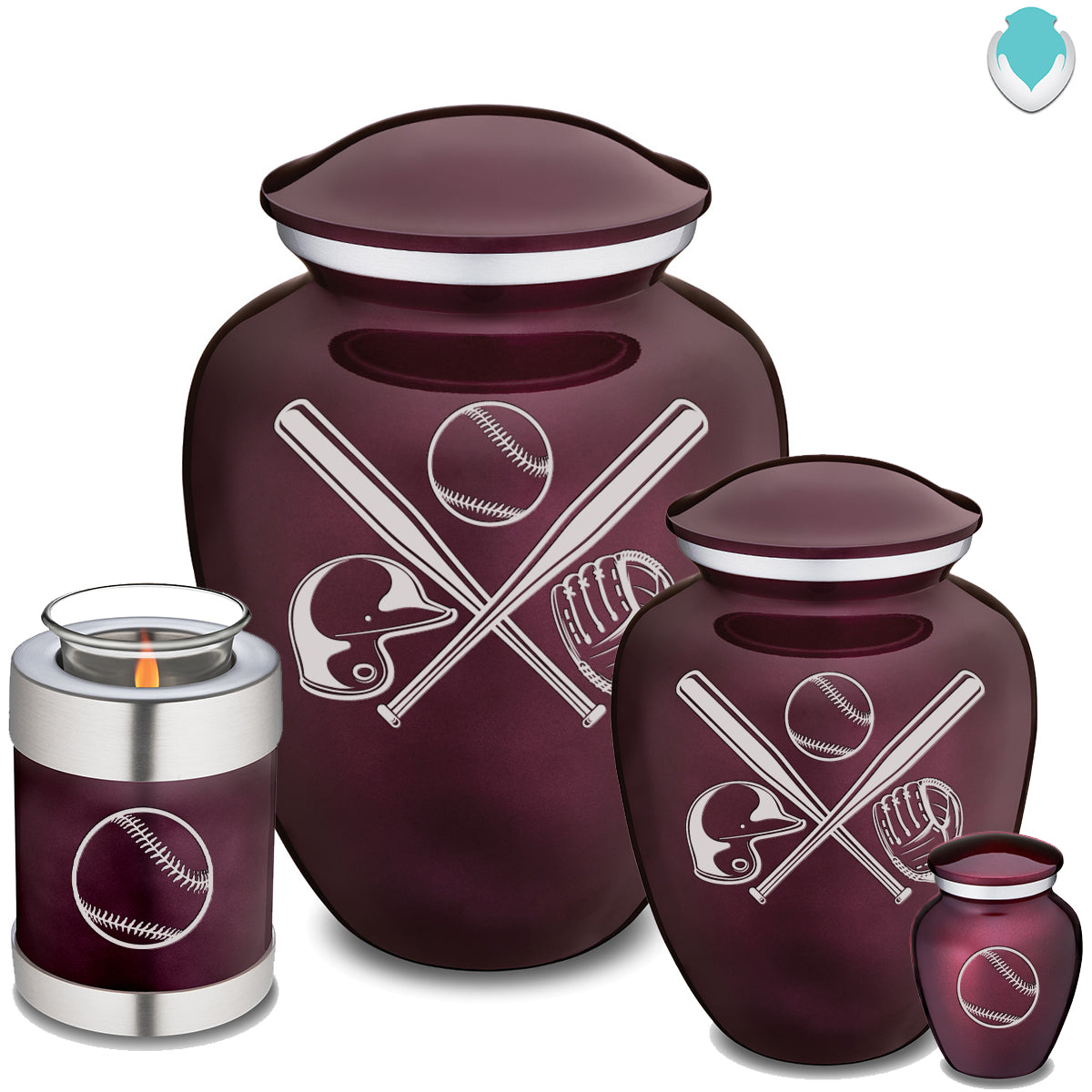 Candle Holder Embrace Cherry Purple Baseball Cremation Urn