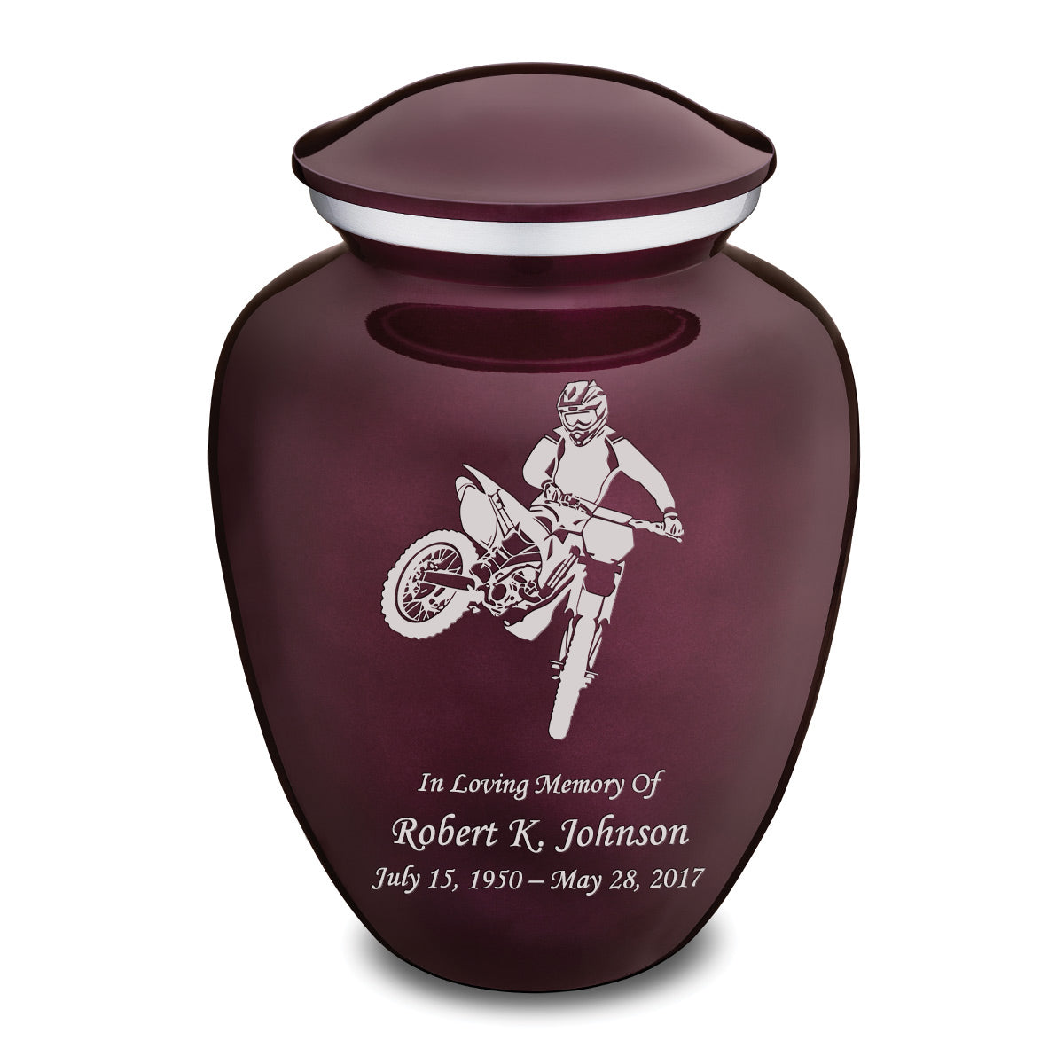 Adult Embrace Cherry Purple Dirt Bike Cremation Urn