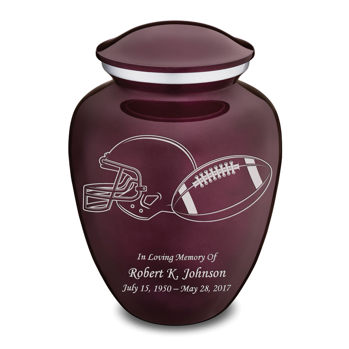 Adult Embrace Cherry Purple Football Cremation Urn