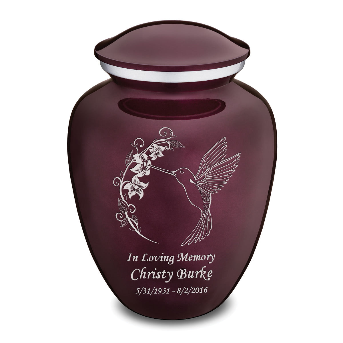 Adult Embrace Cherry Purple Hummingbird Cremation Urn