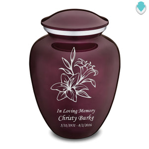 Adult Embrace Cherry Purple Lily Cremation Urn