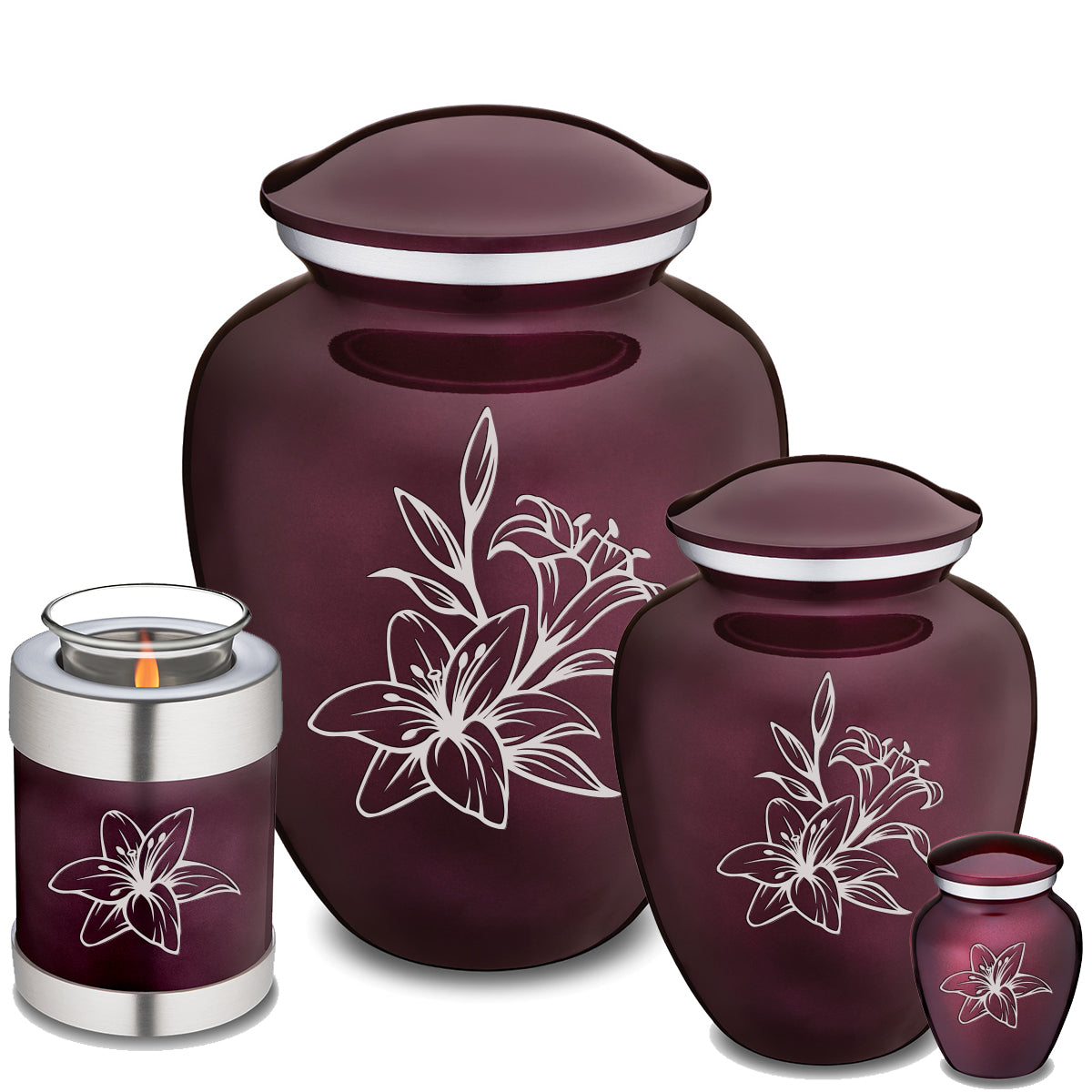 Keepsake Embrace Cherry Purple Lily Cremation Urn