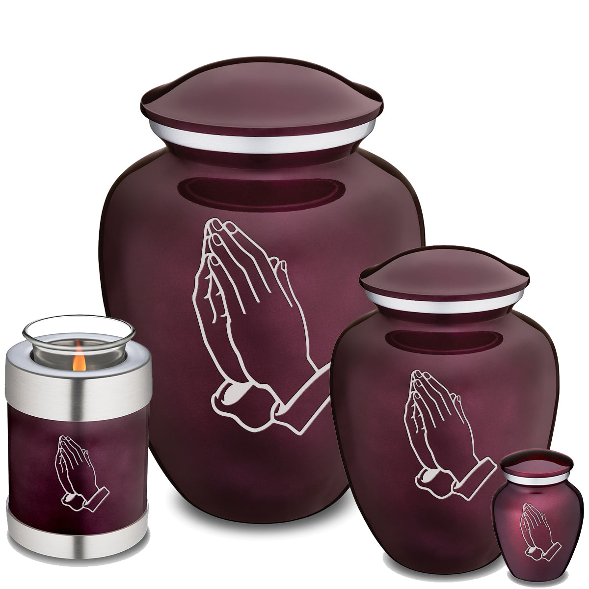 Candle Holder Embrace Cherry Purple Praying Hands Cremation Urn