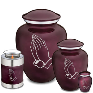 Medium Embrace Cherry Purple Praying Hands Cremation Urn