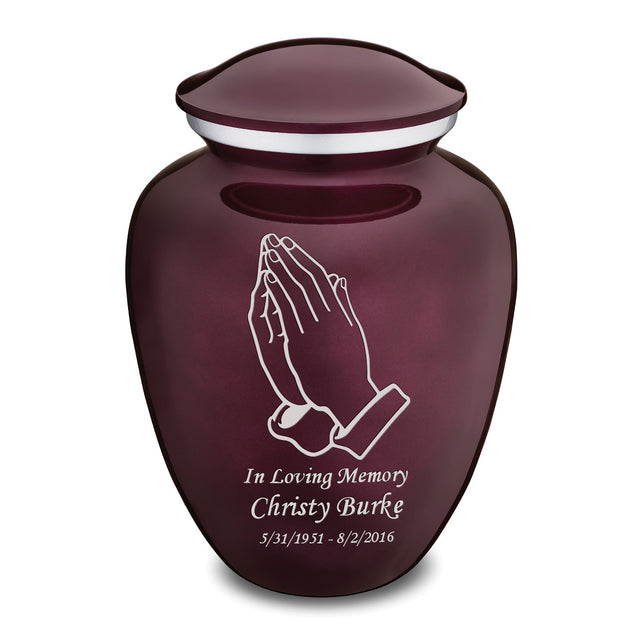 Adult Embrace Cherry Purple Praying Hands Cremation Urn