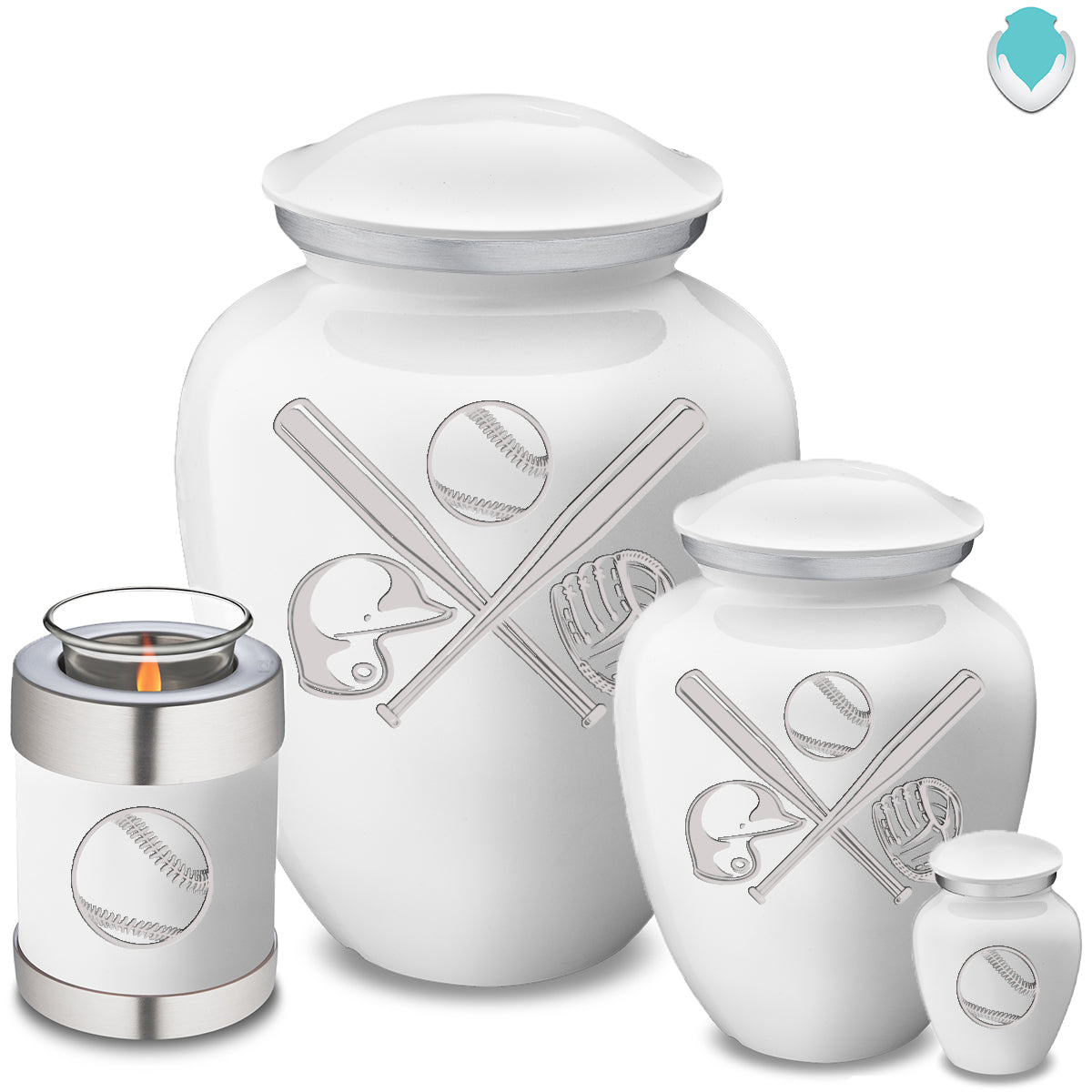 Candle Holder Embrace White Baseball Cremation Urn