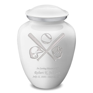 Adult Embrace White Baseball Cremation Urn