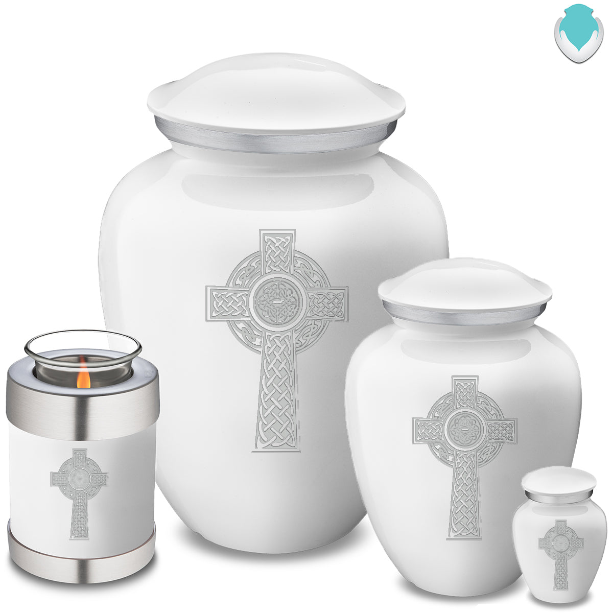 Medium Embrace White Celtic Cross Cremation Urn