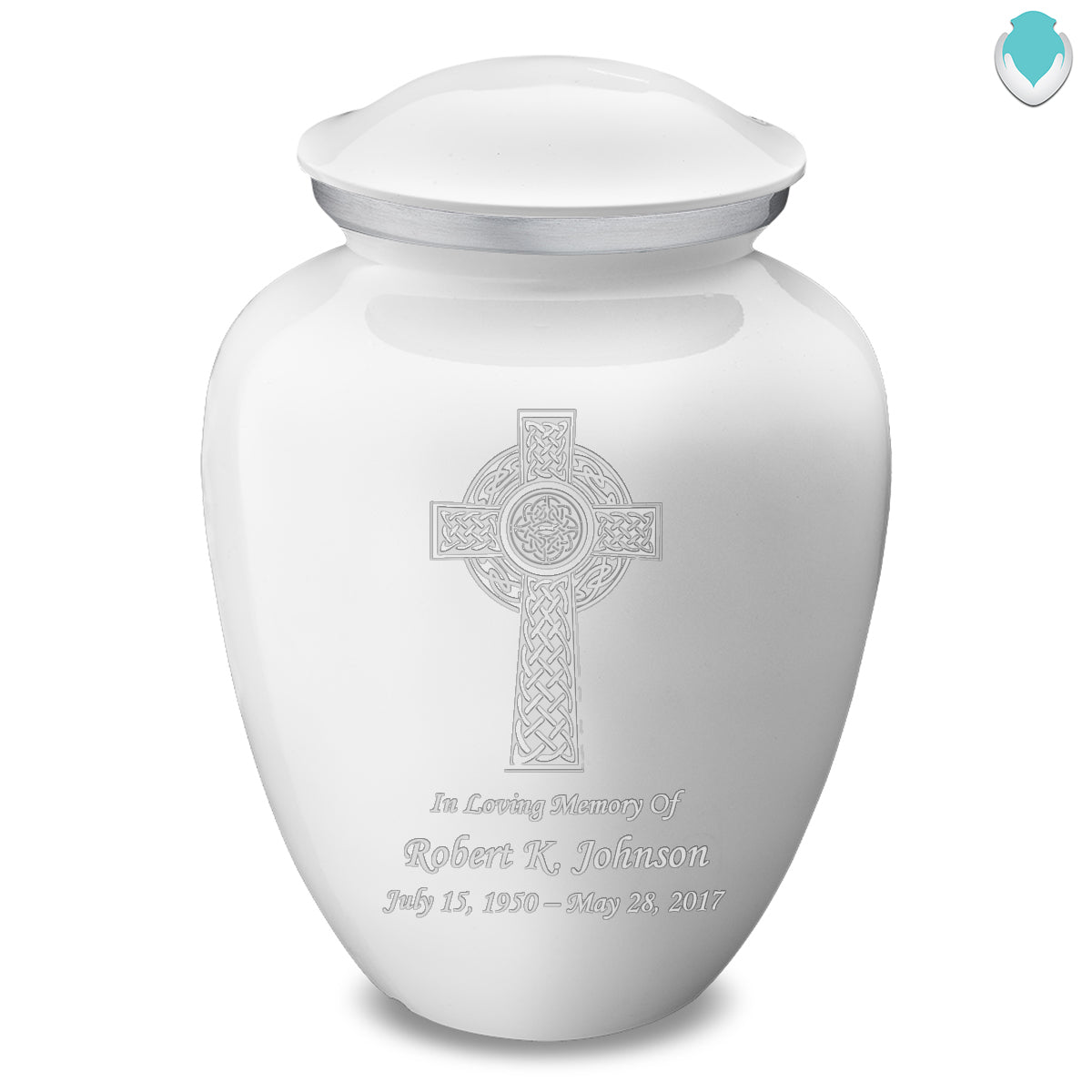 Adult White Embrace Celtic Cross Cremation Urn