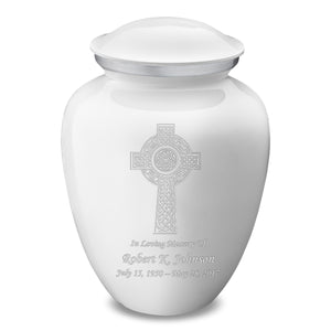 Adult White Embrace Celtic Cross Cremation Urn