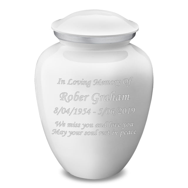 Adult Embrace White Custom Engraved Cremation Urn