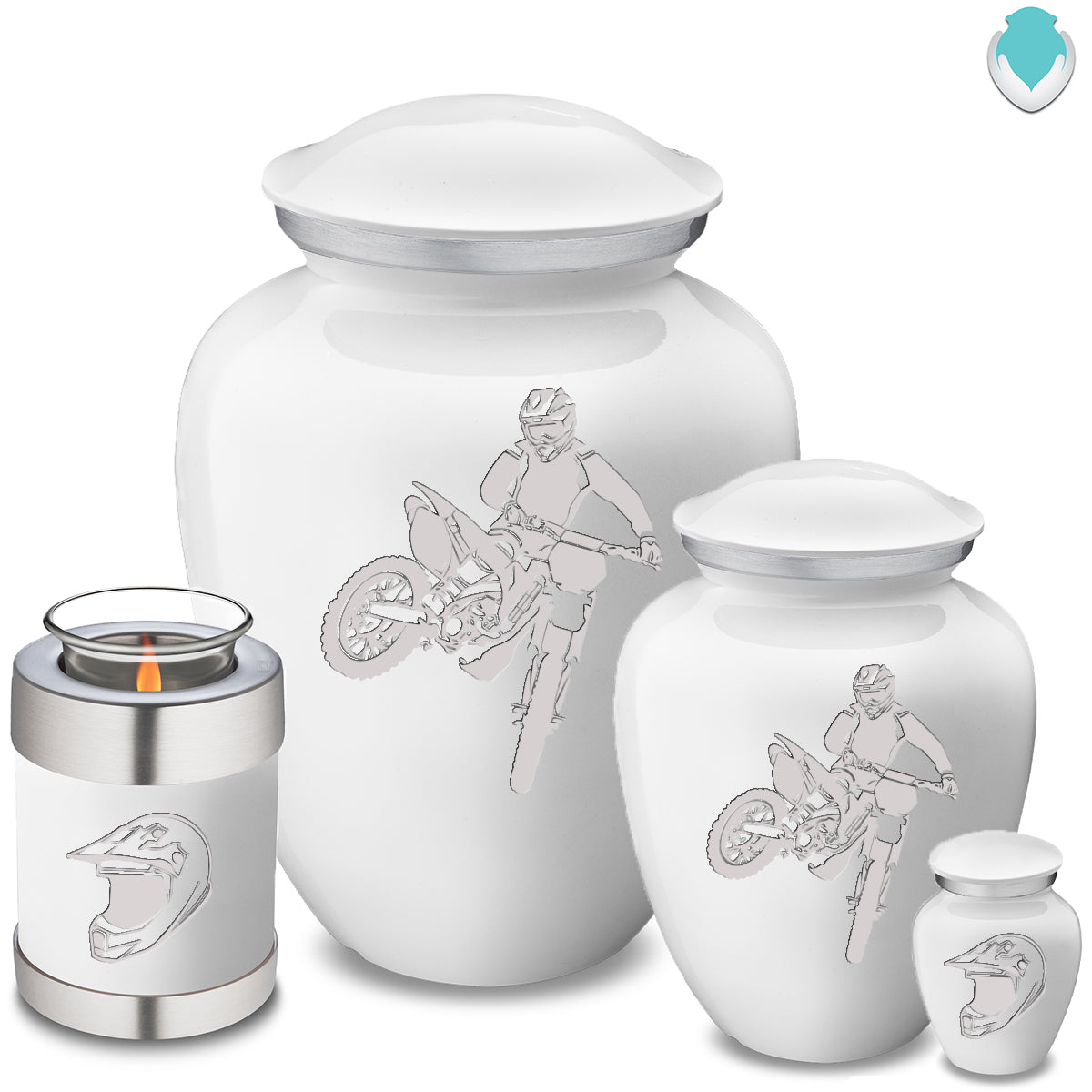 Adult Embrace White Dirt Bike Cremation Urn