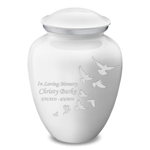 Adult Embrace White Doves Cremation Urn