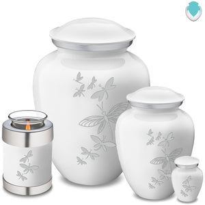 Candle Holder Embrace White Dragonflies Cremation Urn