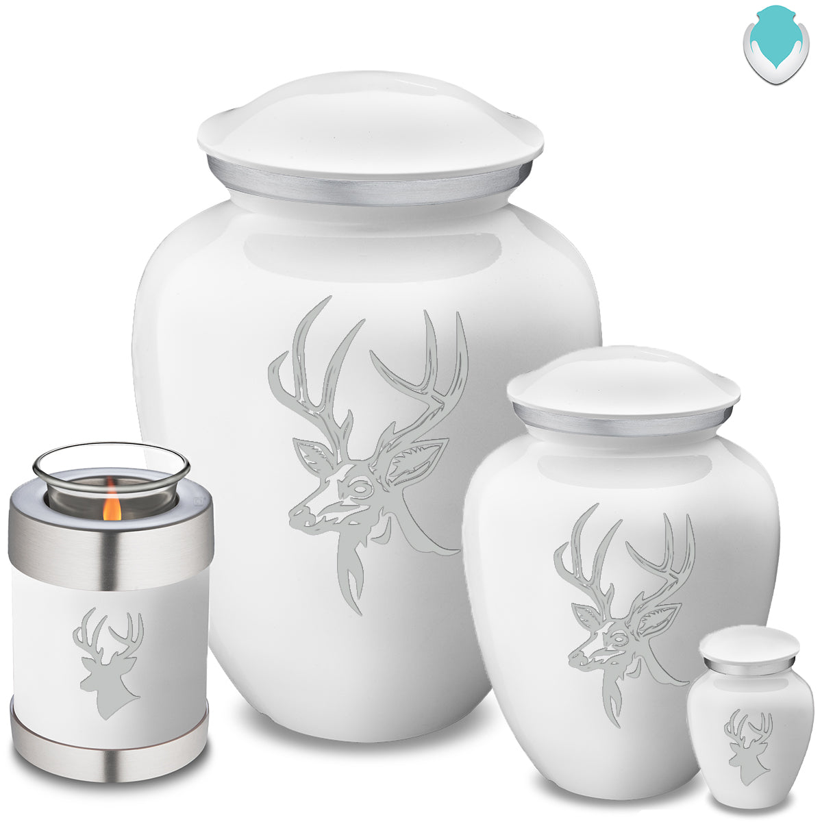 Medium Embrace White Deer Cremation Urn