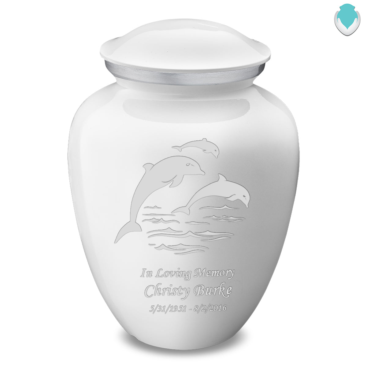 Adult Embrace White Dolphins Cremation Urn