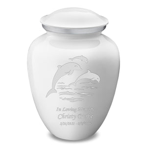 Adult Embrace White Dolphins Cremation Urn