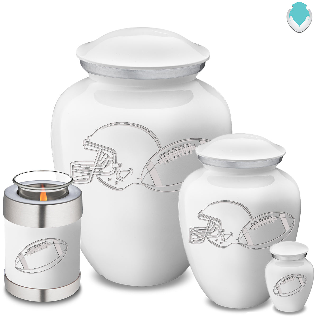 Candle Holder Embrace White Football Cremation Urn