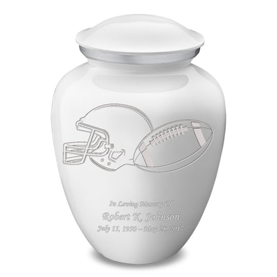 Adult Embrace White Football Cremation Urn