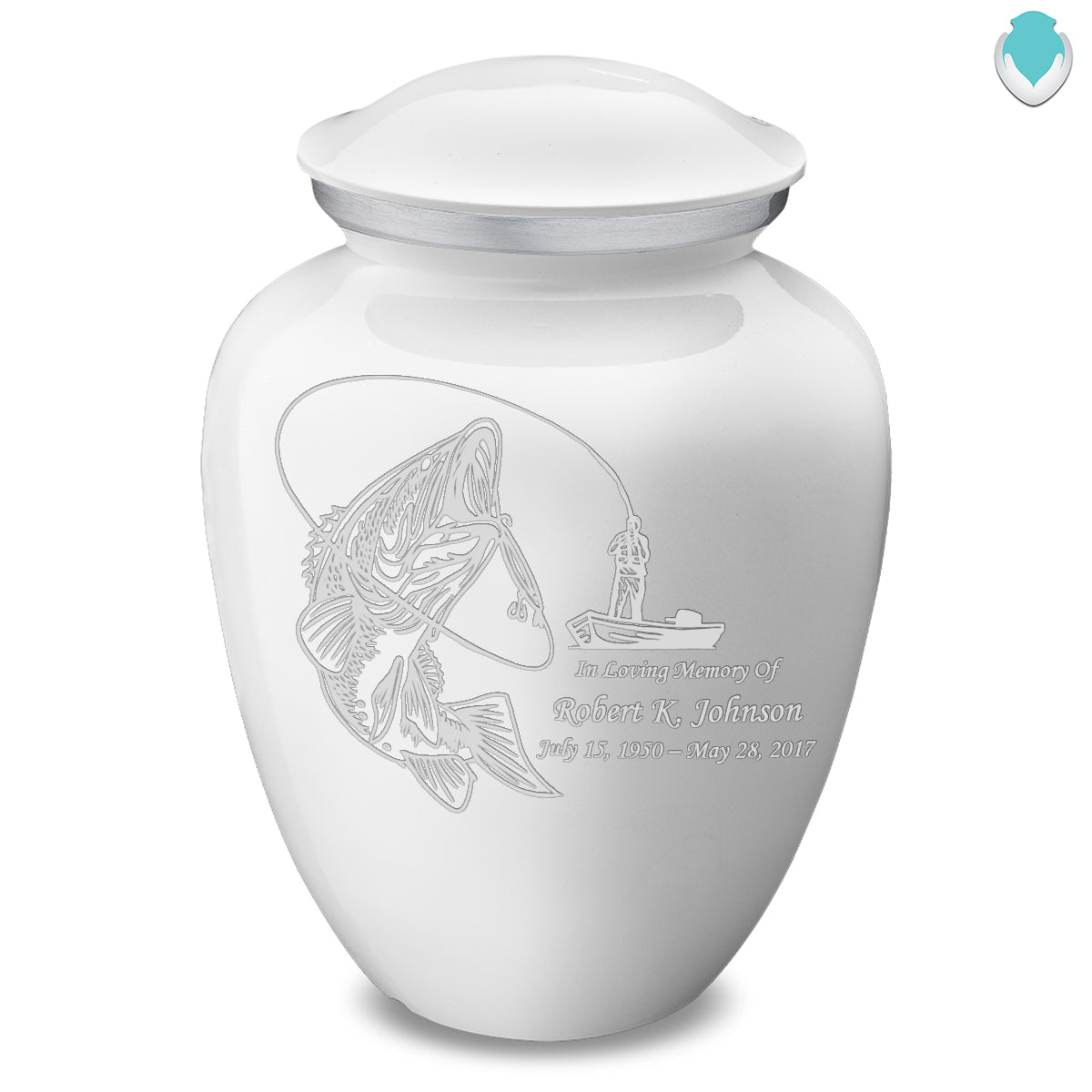 Adult Embrace White Fishing Cremation Urn