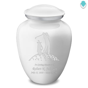 Adult White Embrace Golfer Cremation Urn