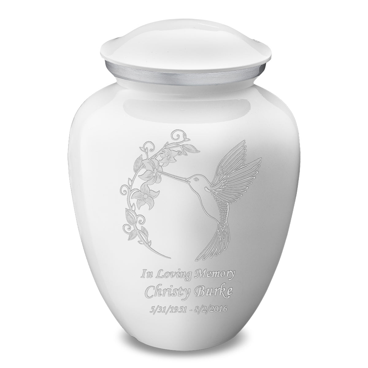 Adult Embrace White Hummingbird Cremation Urn