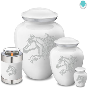 Adult Embrace White Horse Cremation Urn