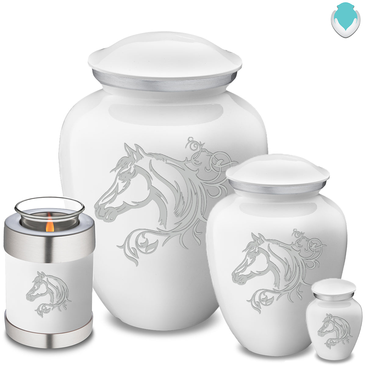 Keepsake Embrace White Horse Cremation Urn