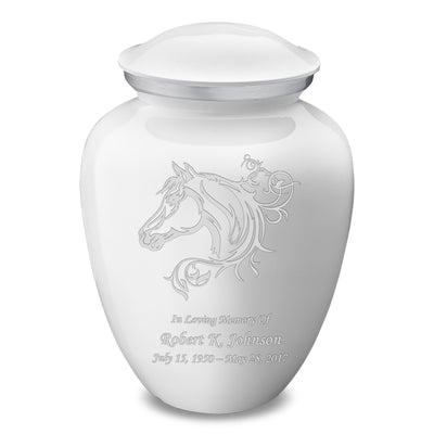 Adult Embrace White Horse Cremation Urn