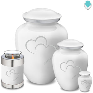 Candle Holder Embrace White Hearts Cremation Urn