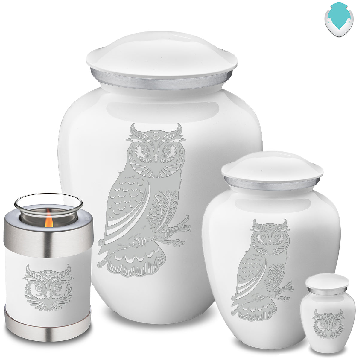 Adult Embrace White Owl Cremation Urn
