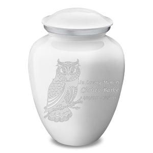 Adult Embrace White Owl Cremation Urn