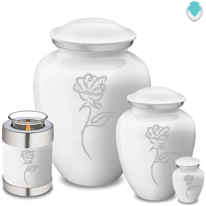 Medium Embrace White Rose Cremation Urn