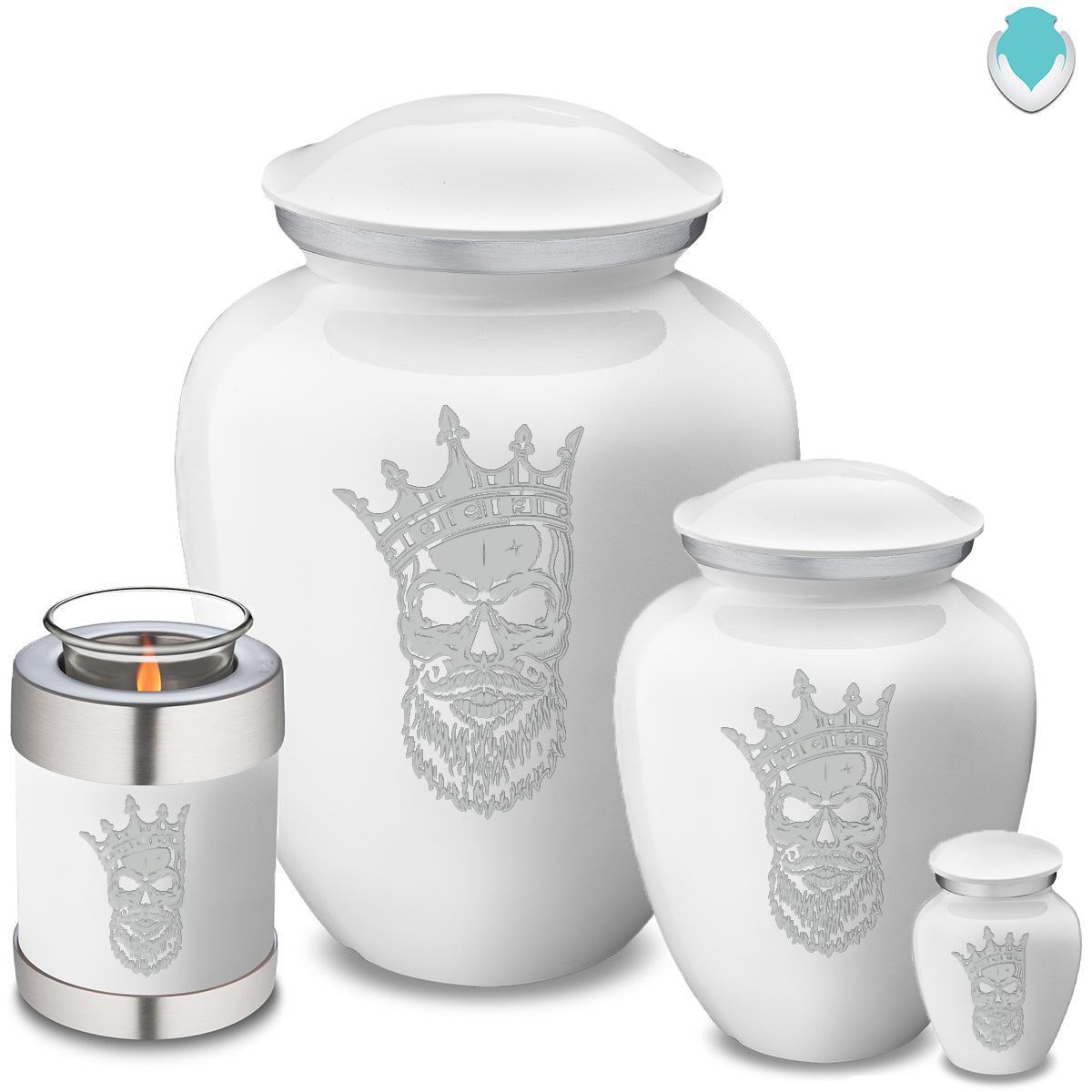 Medium Embrace White Skull Cremation Urn