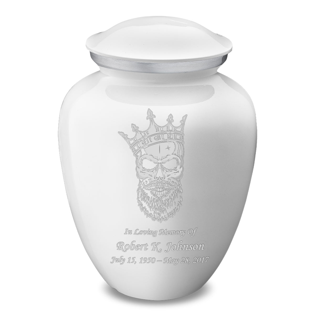 Adult Embrace White Skull Cremation Urn