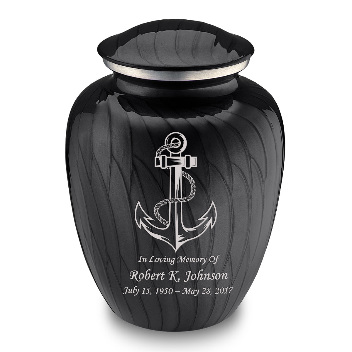 Adult Embrace Pearl Black Anchor Cremation Urn