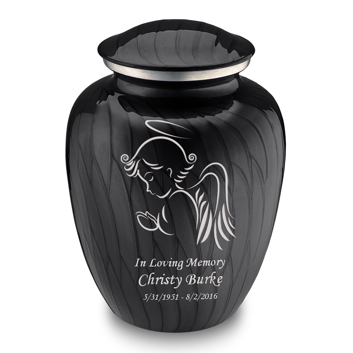 Adult Embrace Pearl Black Angel Cremation Urn