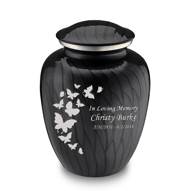 Adult Embrace Pearl Black Butterfly Cremation Urn