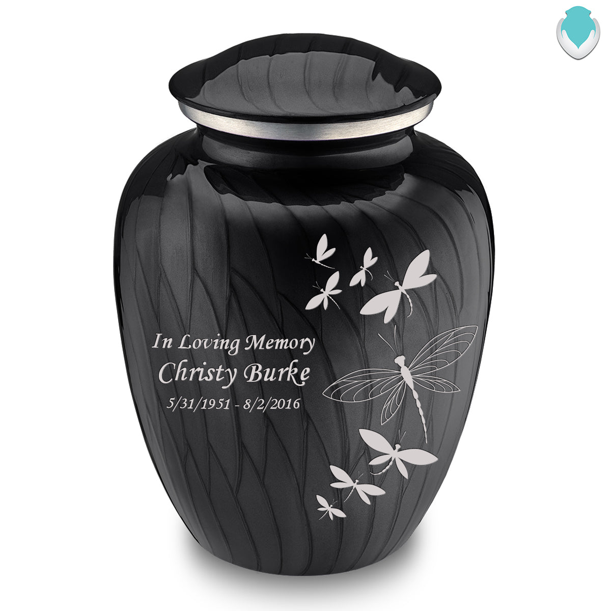 Adult Embrace Pearl Black Dragonflies Cremation Urn