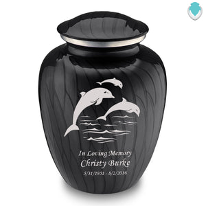 Adult Embrace Pearl Black Dolphin Cremation Urn