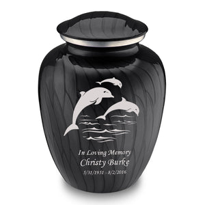 Adult Embrace Pearl Black Dolphin Cremation Urn
