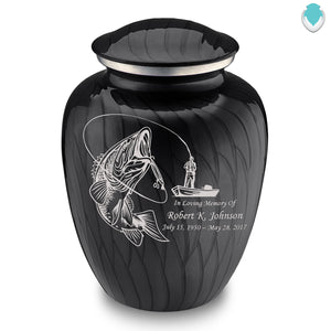 Adult Embrace Pearl Black Fishing Cremation Urn