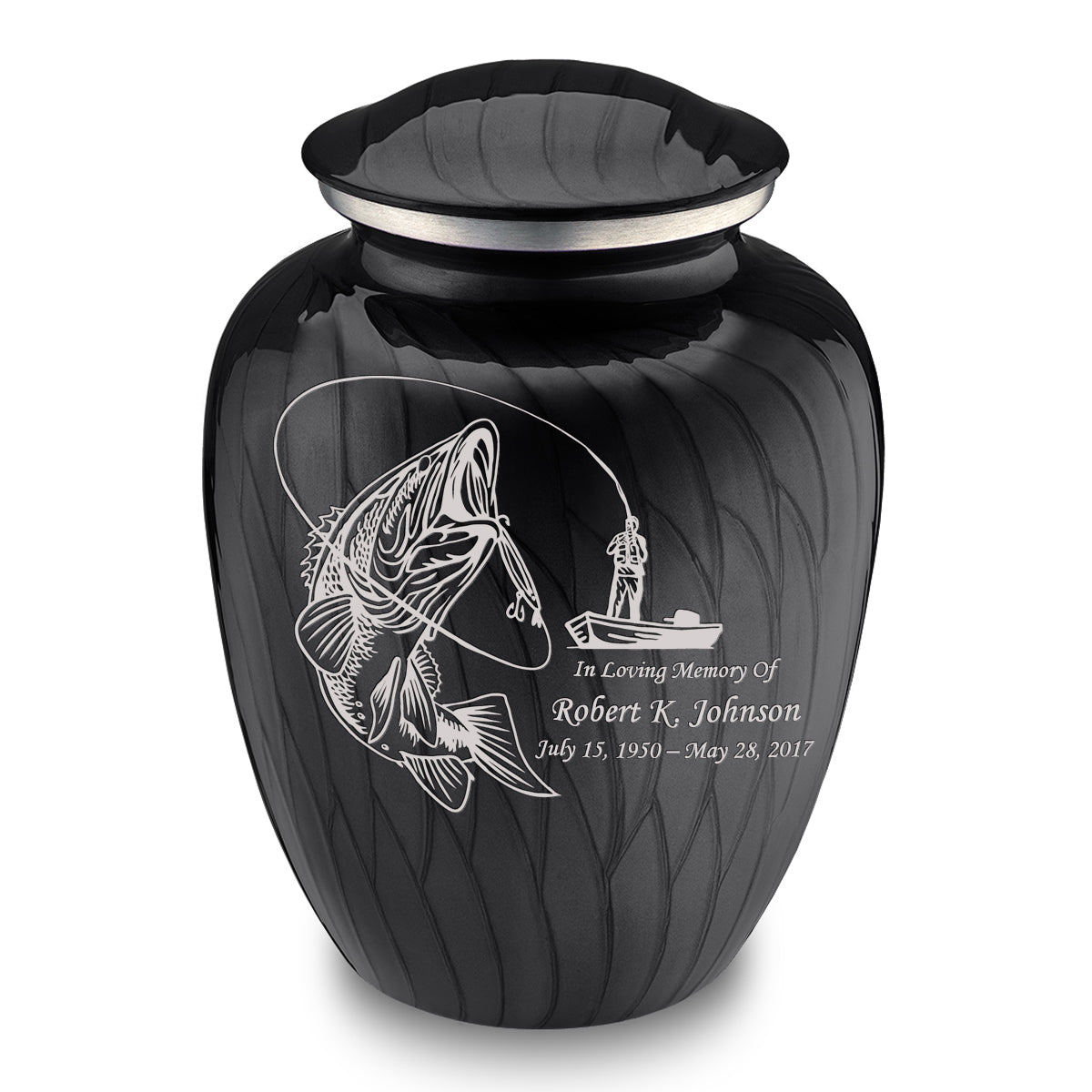 Adult Embrace Pearl Black Fishing Cremation Urn