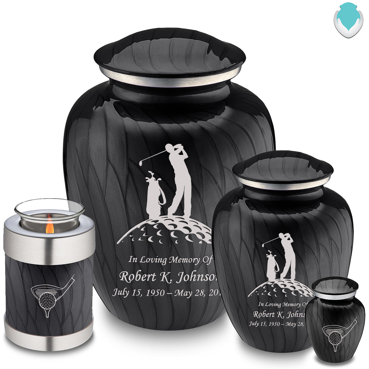 Adult Embrace Pearl Black Golf Cremation Urn