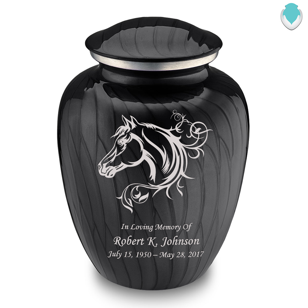 Adult Embrace Pearl Black Horse Cremation Urn