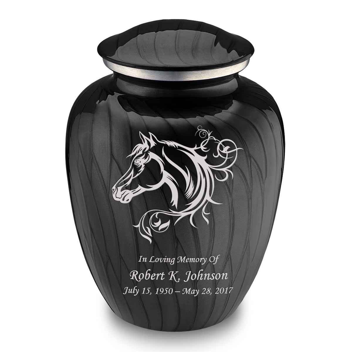 Adult Embrace Pearl Black Horse Cremation Urn