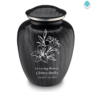 Adult Embrace Pearl Black Lily Cremation Urn