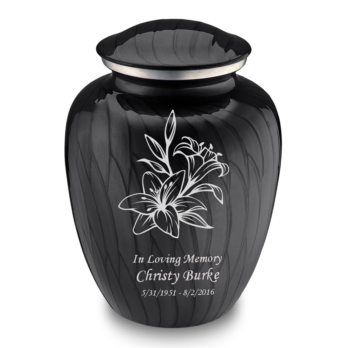 Adult Embrace Pearl Black Lily Cremation Urn