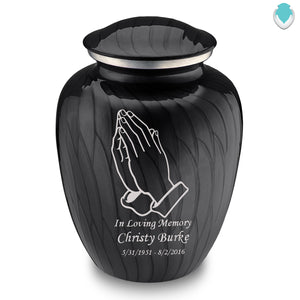 Adult Embrace Pearl Black Praying Hands Cremation Urn